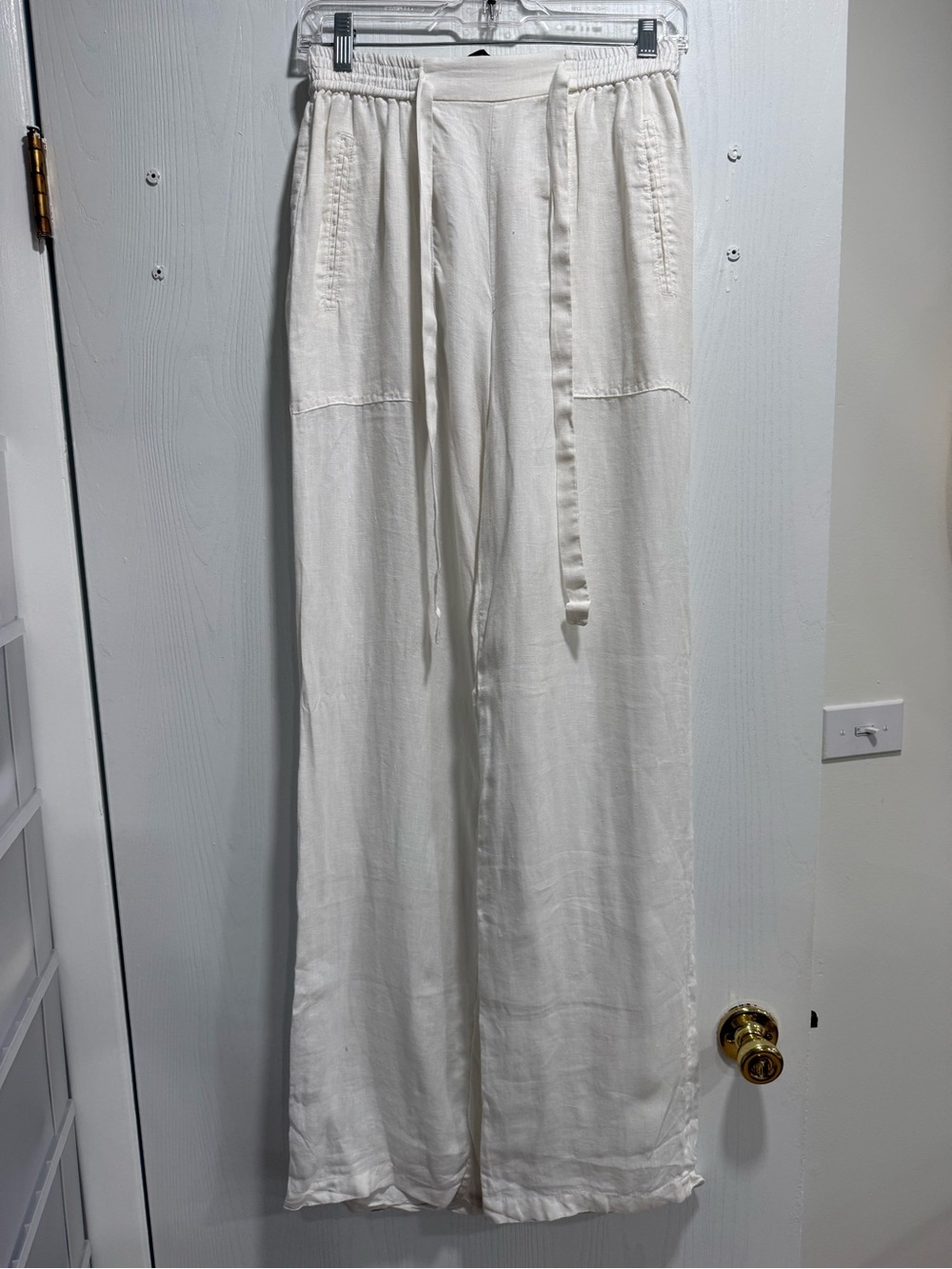 Zara Off-White Wide-Leg Drawstring Chinos